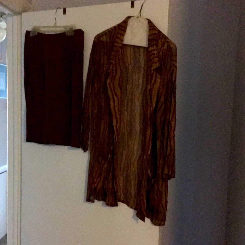 Sheer jacket w/ matching mini skirt